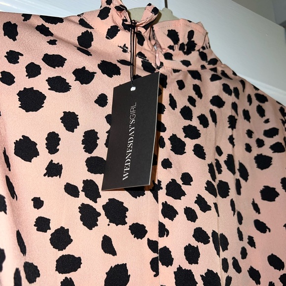 Pink and black cheetah print keyhole long sleeve dress - Picture 5 of 7